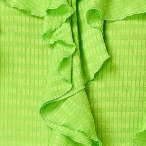 Plus Size 22/24 (3X) Cato Electric Neon Lime Green Ruffle Check Tank Top NWT - Picture 3 of 8